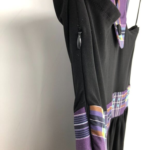 NWT Leona Edmiston Black “Velvet” Purple Plaid Halter Sleeveless Mini Dress 6 - Picture 7 of 14